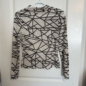 Geometric Black and White Women's Top